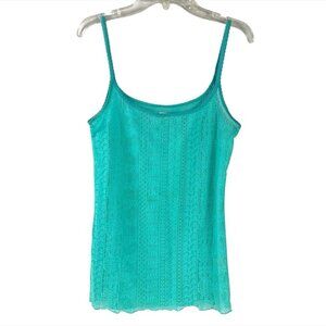 Free People FP Crochet Knit Tank Top Womens Size M Teal Blue
